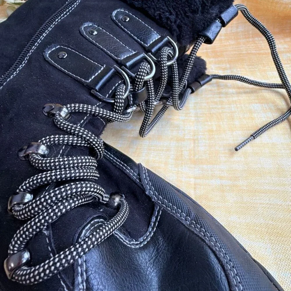 J-41 Black Waterproof winter Boots 9.5 Faux Fur